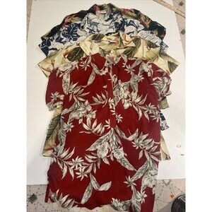 Go Barefoot Hawaiian Shirt Mens Large Floral Tribal Aloha USA Made (Lot of 4)